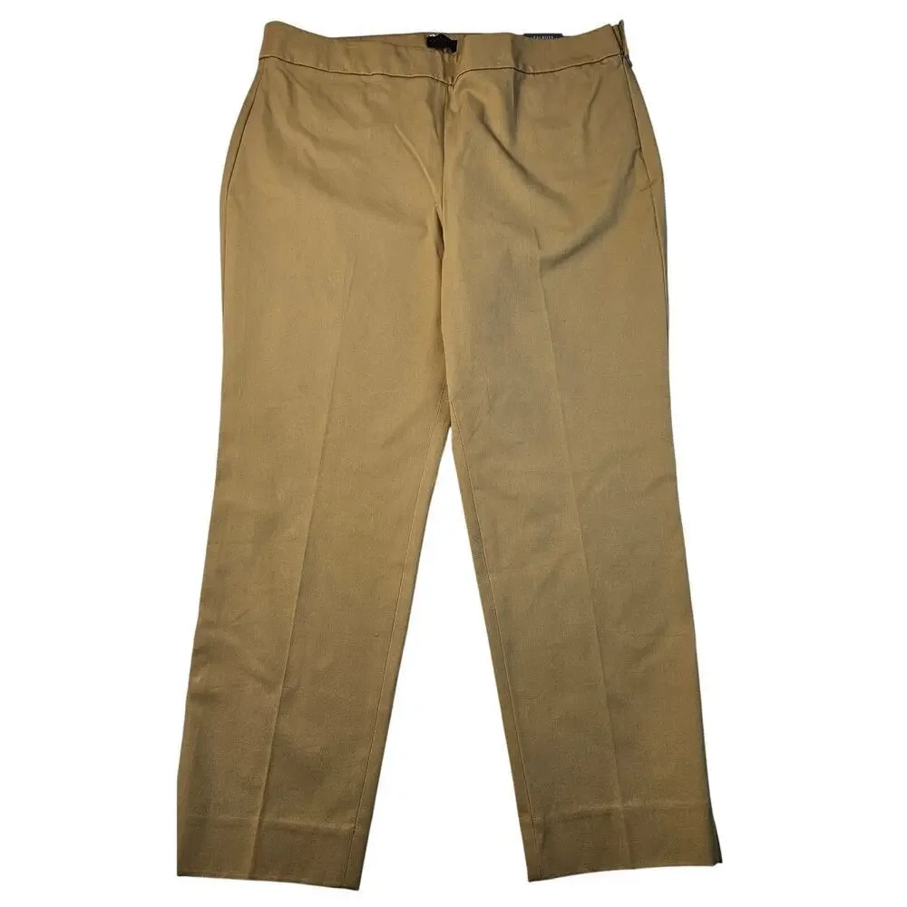 NWT TALBOTS bi stretch Chatham Slim Leg Ankle Pants Toasted Coconut 16P PETITE